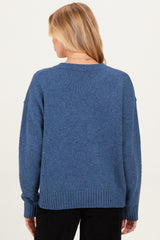 Blue Speckle Knit Crew Neck Maternity Sweater