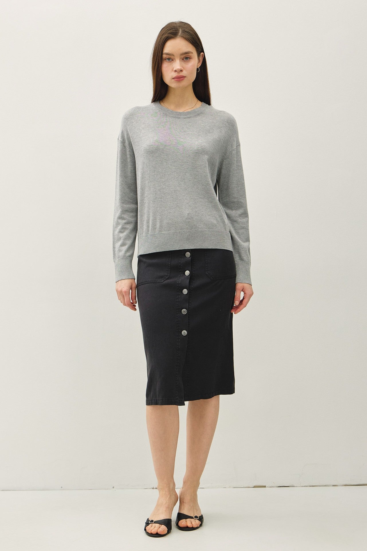 Heather Grey Classic Crew Neck Sweater