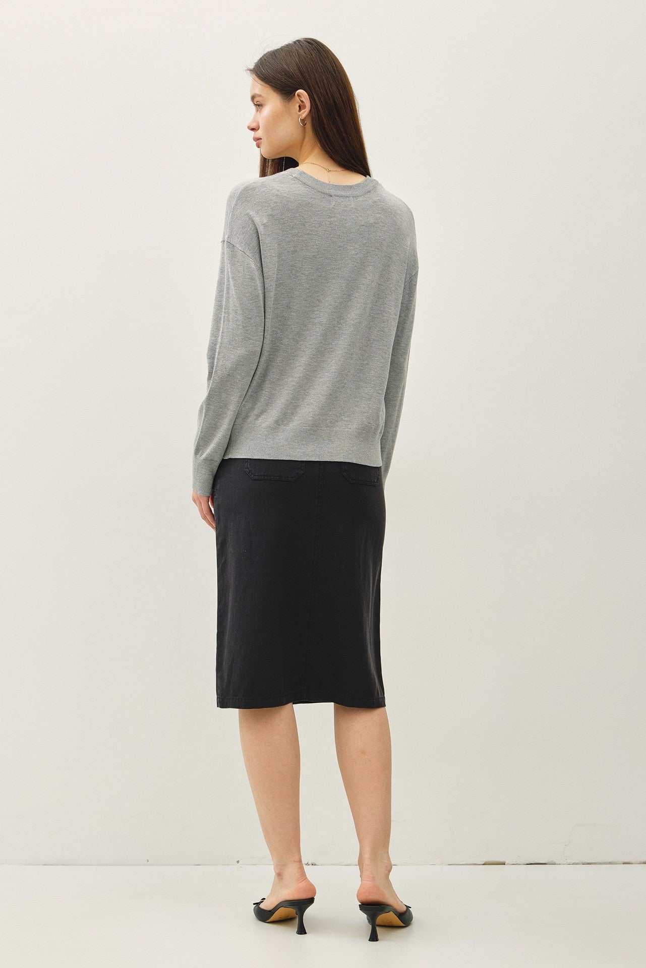 Heather Grey Classic Crew Neck Sweater