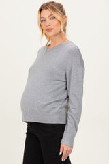 Heather Grey Classic Crew Neck Maternity Sweater