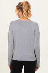 Heather Grey Classic Crew Neck Maternity Sweater