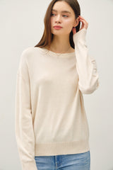 Oatmeal Classic Crew Neck Maternity Sweater