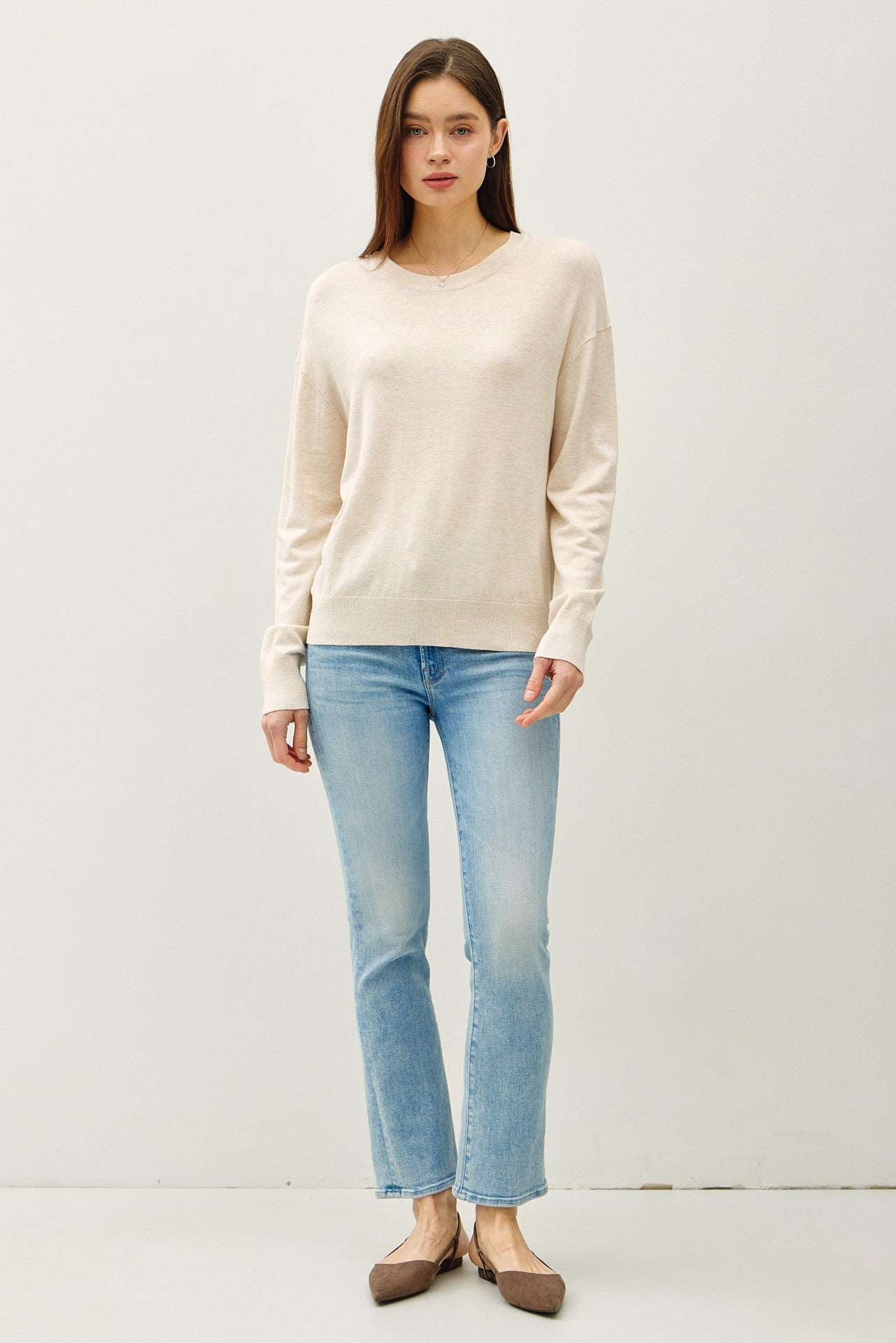 Oatmeal Classic Crew Neck Sweater