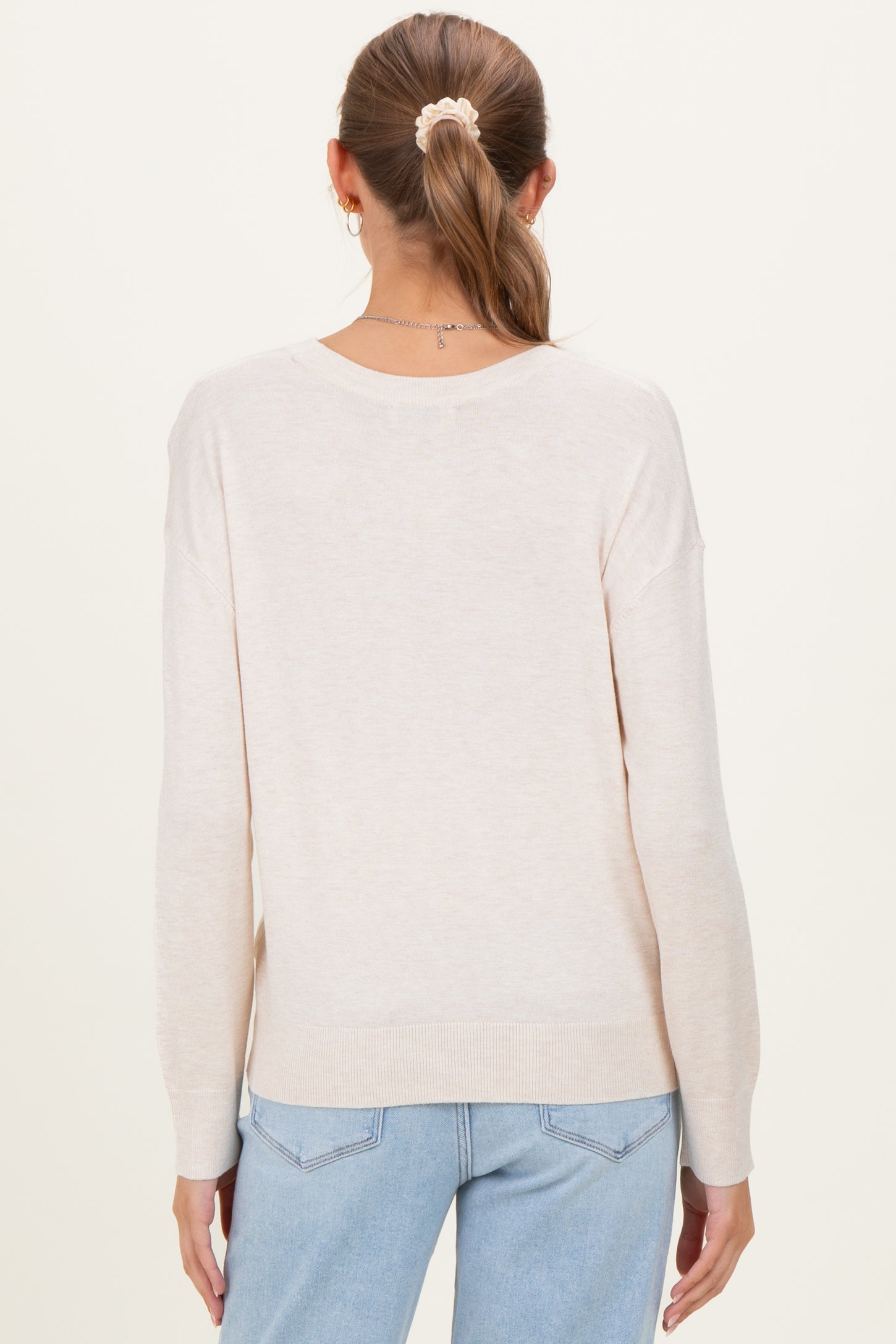 Oatmeal Classic Crew Neck Maternity Sweater