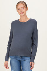 Charcoal Classic Crew Neck Maternity Sweater