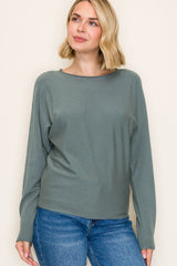Dark Jade Dolman Sleeve Knit Top