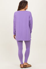 Lavender Brushed Knit Oversized Top and Legging Maternity Set