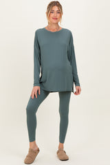 Ash Jade Brushed Knit Oversized Top and Legging Maternity Set