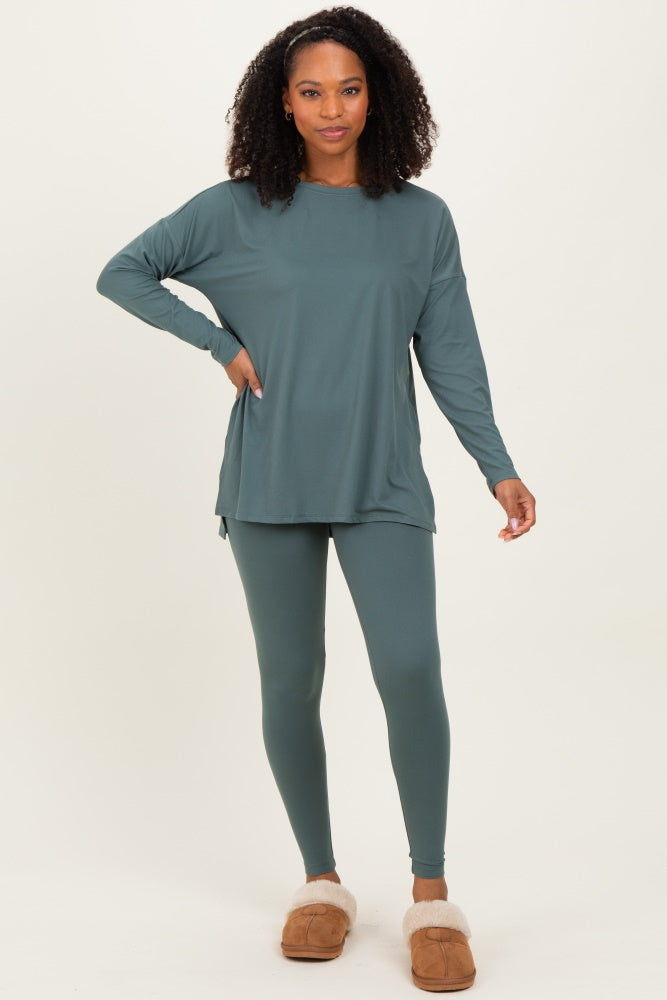 Ash Jade Brushed Knit Oversized Top and Legging Set