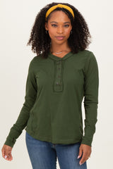 Army Olive Long Sleeve Exposed Seam Top