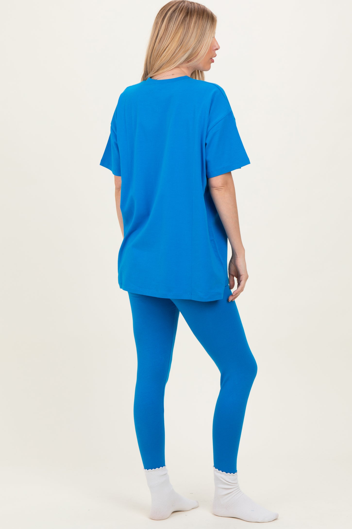 Ocean Blue Oversized Crewneck Short Sleeve and Legging Set