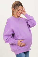 Lavender Oversized Maternity Fleece Sweatshirt
