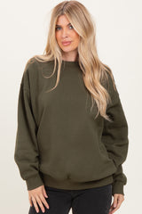 Olive Oversized Fleece Sweatshirt
