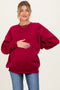 Red Oversized Maternity Fleece Sweatshirt