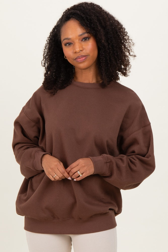 Brown Oversized Fleece Sweatshirt