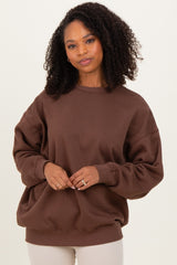 Brown Oversized Fleece Sweatshirt