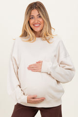 Sand Oversized Maternity Fleece Sweatshirt