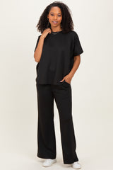 Black Curved Hem Tee Pants Maternity Set