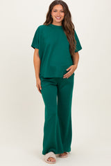 Hunter Green Curved Hem Tee Pants Maternity Lounge Set