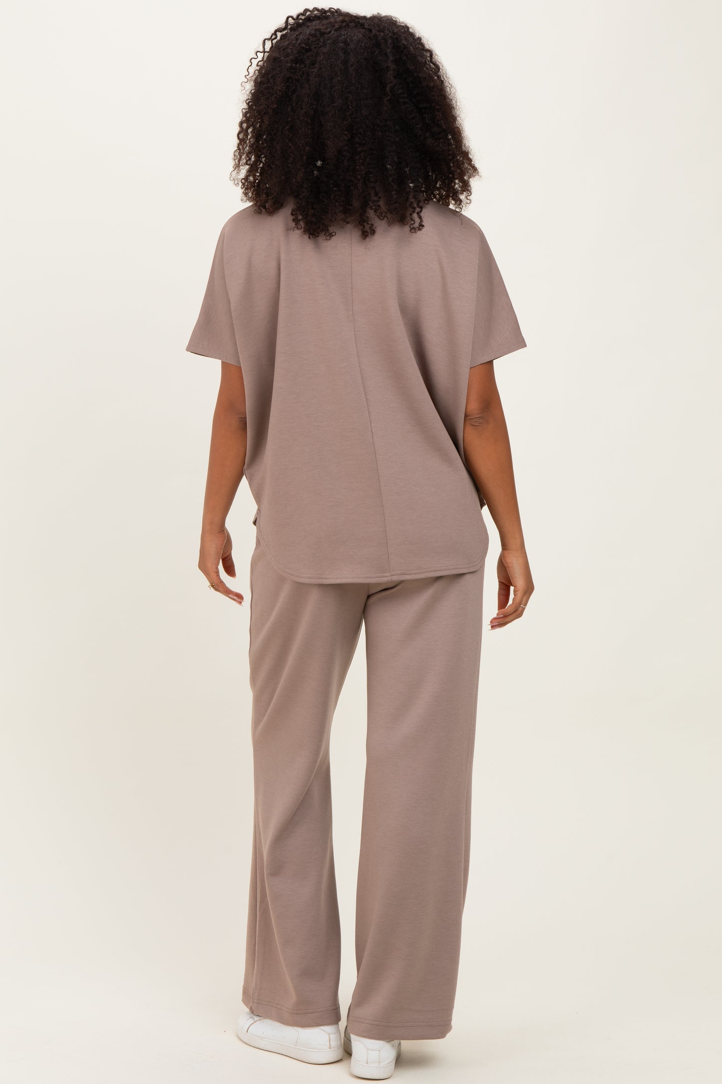 Mocha Curved Hem Tee Pants Maternity Set