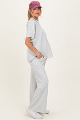 Heather Grey Curved Hem Tee Pants Maternity Lounge Set