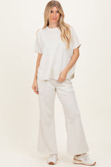 Cream Curved Hem Tee Pants Maternity Set
