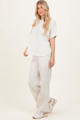 Cream Curved Hem Tee Pants Maternity Set