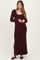 Plum Rib Knit Back Cutout Maternity Midi Dress