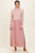 Mauve Knit Contrast Top Satin Midi Dress