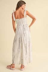 Charcoal Tie Dye Printed Maxi Dress