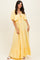 Yellow Woven Textured Flutter Sleeve V-Neck Tiered Maxi Dress