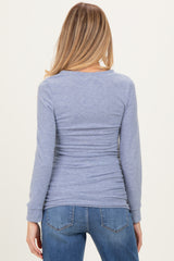 Light Blue Soft Knit Ruched Maternity Top