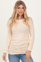 Yellow Waffle Knit Long Sleeve Ruched Tunic Top