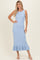 Sky Ribbed Knit Sleeveless Ruffle Hem Maxi Dress