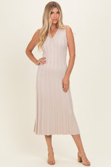 Sand Knit Collared Sleeveless Maxi Dress