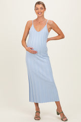 Sky Rib Knit Sleeveless Maternity Maxi Dress