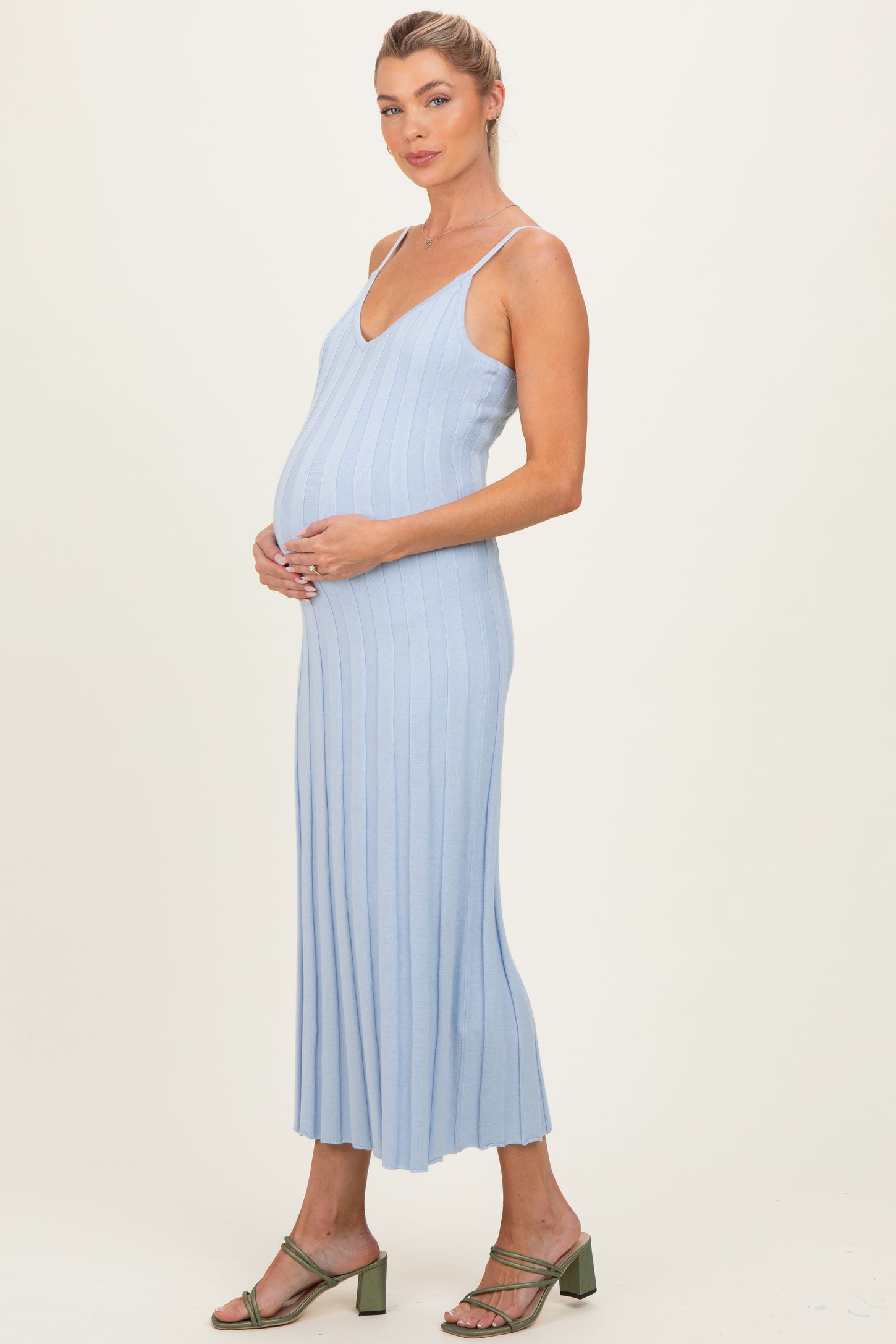 Sky Rib Knit Sleeveless Maternity Maxi Dress