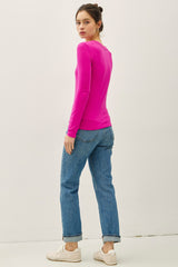 Hot Pink Long Sleeve Top