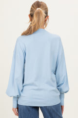 Blue Fine Knit Balloon Sleeve Maternity Sweater