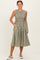 Olive Gingham Smocked Sleeveless Midi Dress