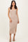 Light Taupe Cutout Fitted Midi Dress