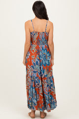 Cinnamon Floral Twist Front Cutout Maxi Dress