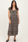 Black Floral Twisted Back Cutout Midi Dress