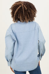 Light Blue Striped Button Down Maternity Shirt