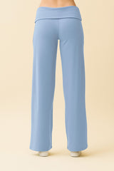 Light Blue Wide Leg Fold Over Lounge Pants