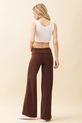 Cocoa Wide Leg Fold Over Lounge Pants