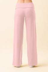 Light Pink Wide Leg Fold Over Lounge Pants
