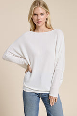 Ivory Ribbed Dolman Top