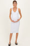 White Ribbed Knit V-Neck Maternity Tank Dress