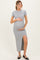 Heather Grey Short Sleeve High Slit Maternity Maxi Dress